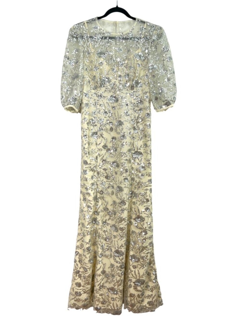 Self-Portrait Champagne Sequin Maxi Dress Beige Size 6 New $598